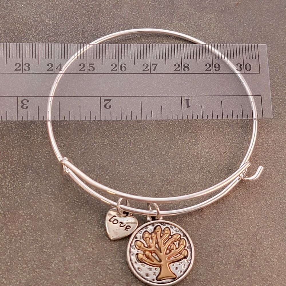 NEW Silver Tree of Life Love Heart Expandable Charm Bracelet - Picture 3 of 6